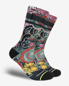 FLINCK sokken Japanese dragon tattoo crossfit sports socks